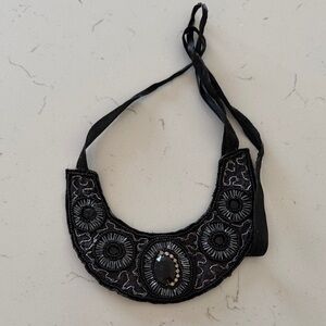 Vintage Black Beaded Statement Necklace